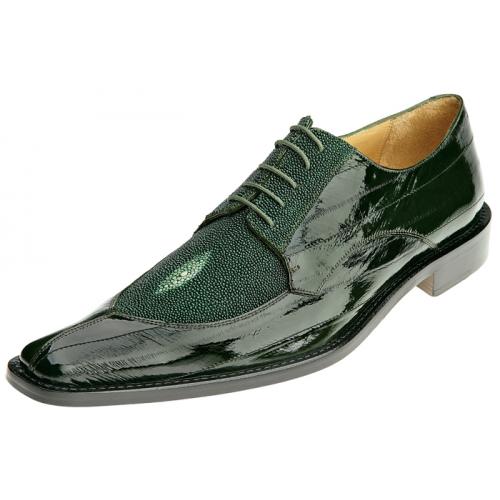 Belvedere "Milan" Emerald Green Genuine Stingray / Eel Oxford Shoes